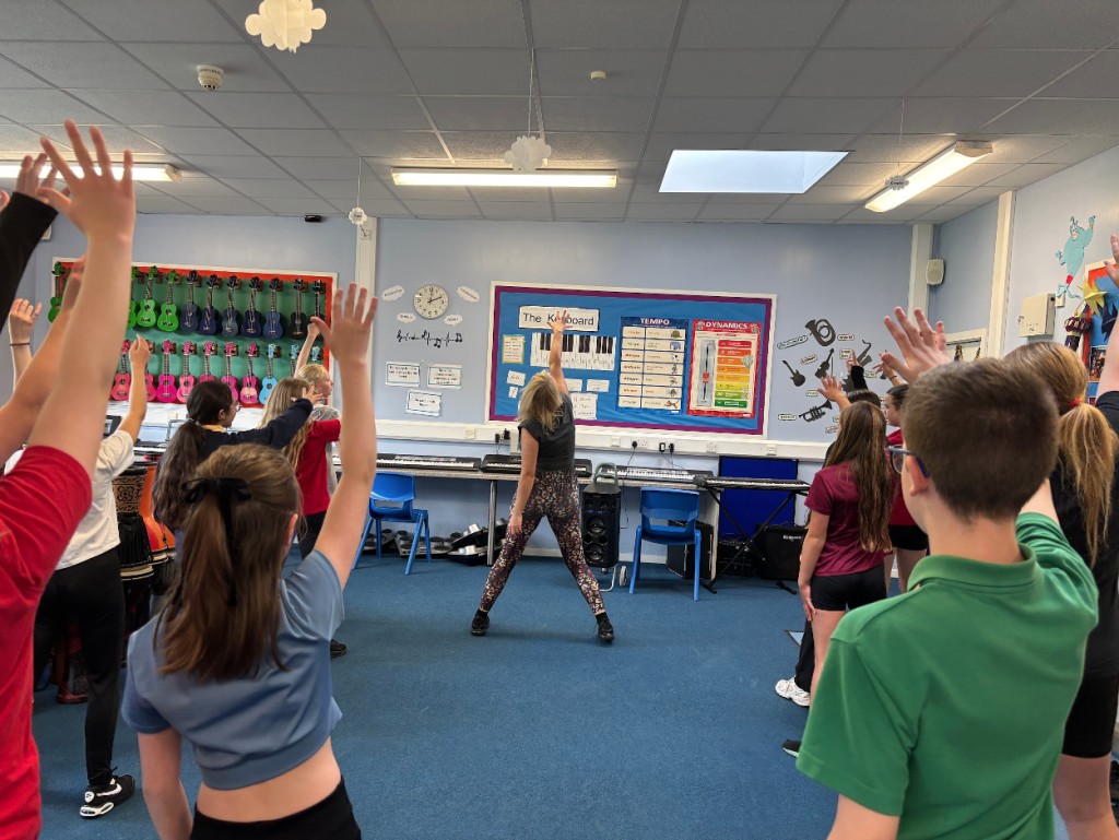 Year 8 Arts Award Pupils Choreographing the routine with Miss Kelly